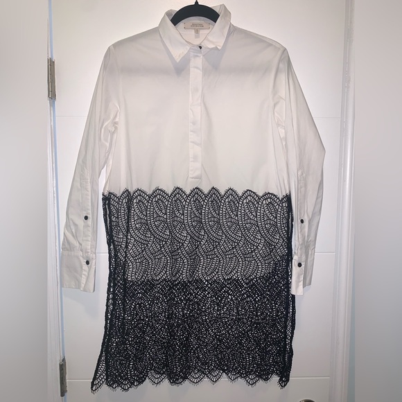 DOROTHEE SCHUMACHER Purity White & Black Lace Bottom Blouse Size 2 - Picture 2 of 5